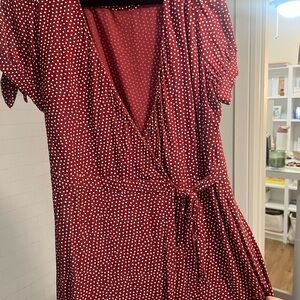 Red Polka Dot Wrap Dress
